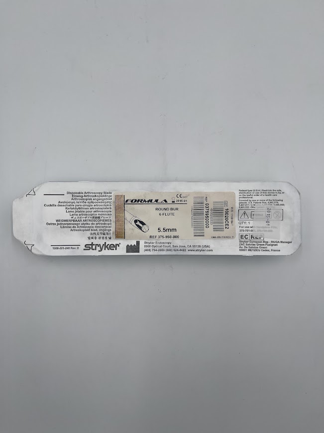 STRYKER 375-950-000 Formula Round Bur 6-Flute, Disposable Arthroscopic Blade, 5.5mm (X)