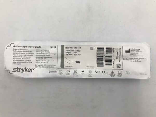STRYKER 0380-545-150 Formula Tomcat Angled Cutter, Arthroscopic Shaver Blade, 4.5mm x 125mm (X)