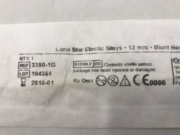 COOPER SURGICAL 3350-1G Lone Star Elastic Stays, 12mm, Blunt Hook (X)
