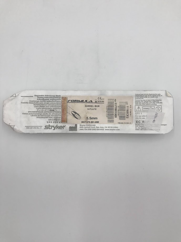 STRYKER 375-951-000 Formula Barrel Bur 6-Flute, Disposable Arthroscopy Blade 5.5mm (X)