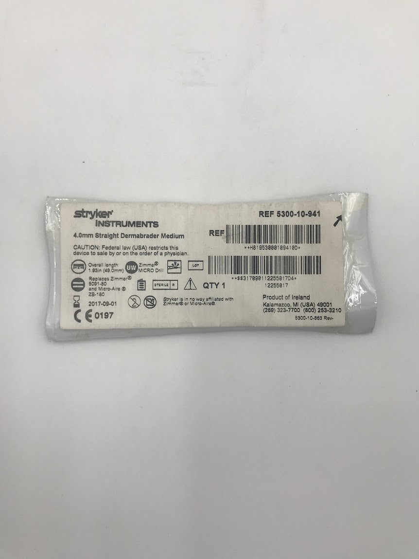 STRYKER 5300-10-941 4.0mm Straight Dermabrader Medium Blade (X)