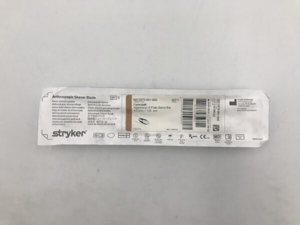 STRYKER 0375-951-000 Formula Aggressive 6-Flute Barrel Bur, Arthroscopic Shaver Blade, 5.5mm x 125mm
