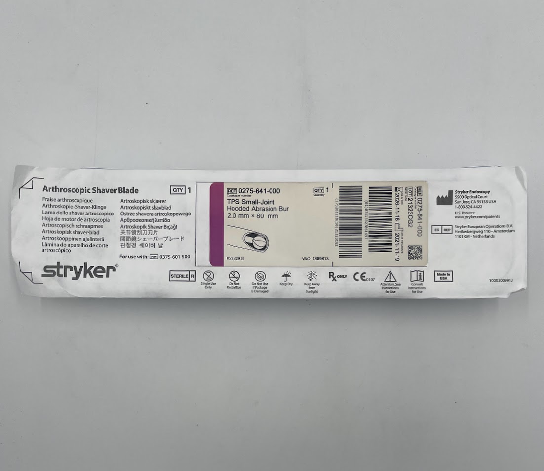 STRYKER 0275-641-000 TPS Small-Joint Hooded Abrasion Bur Arthroscopic Shaver Blade 2x80mm