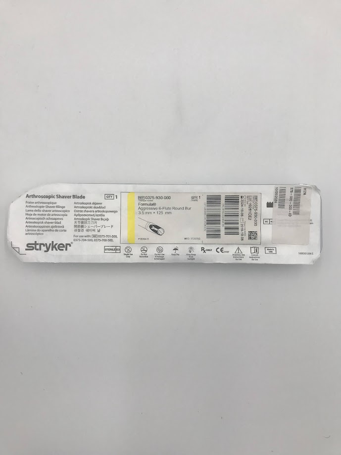 STRYKER 375-930-000 Formula Round Bur 6-Flute, Disposable Arthroscopy Blade, 3.5mm (X)