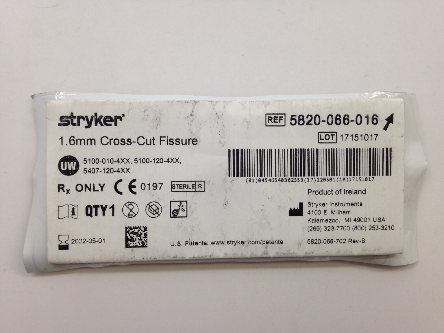 STRYKER 5820-066-016 Cross-Cut Fissure Bur 1.6mm - GB TECH USA