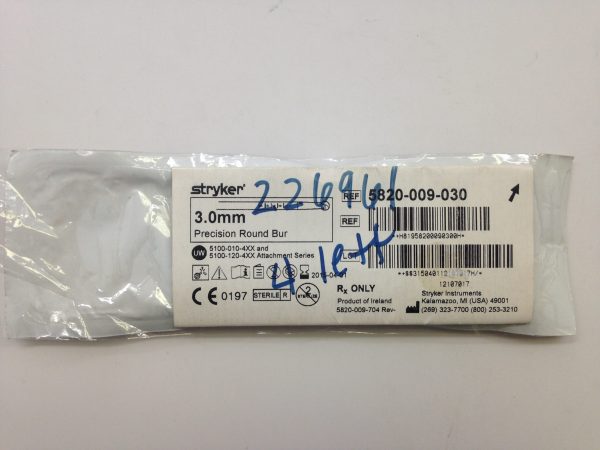 STRYKER 5820-009-030 Precision Round Bur, 3.0mm (X)