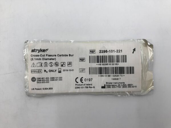 STRYKER 2296-101-221 Cross-Cut Fissure Carbide Bur (X)