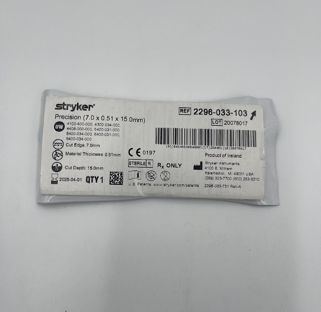 STRYKER 2296-033-103 Short Narrow Blade, 15.0mm x 7.0mm (X)