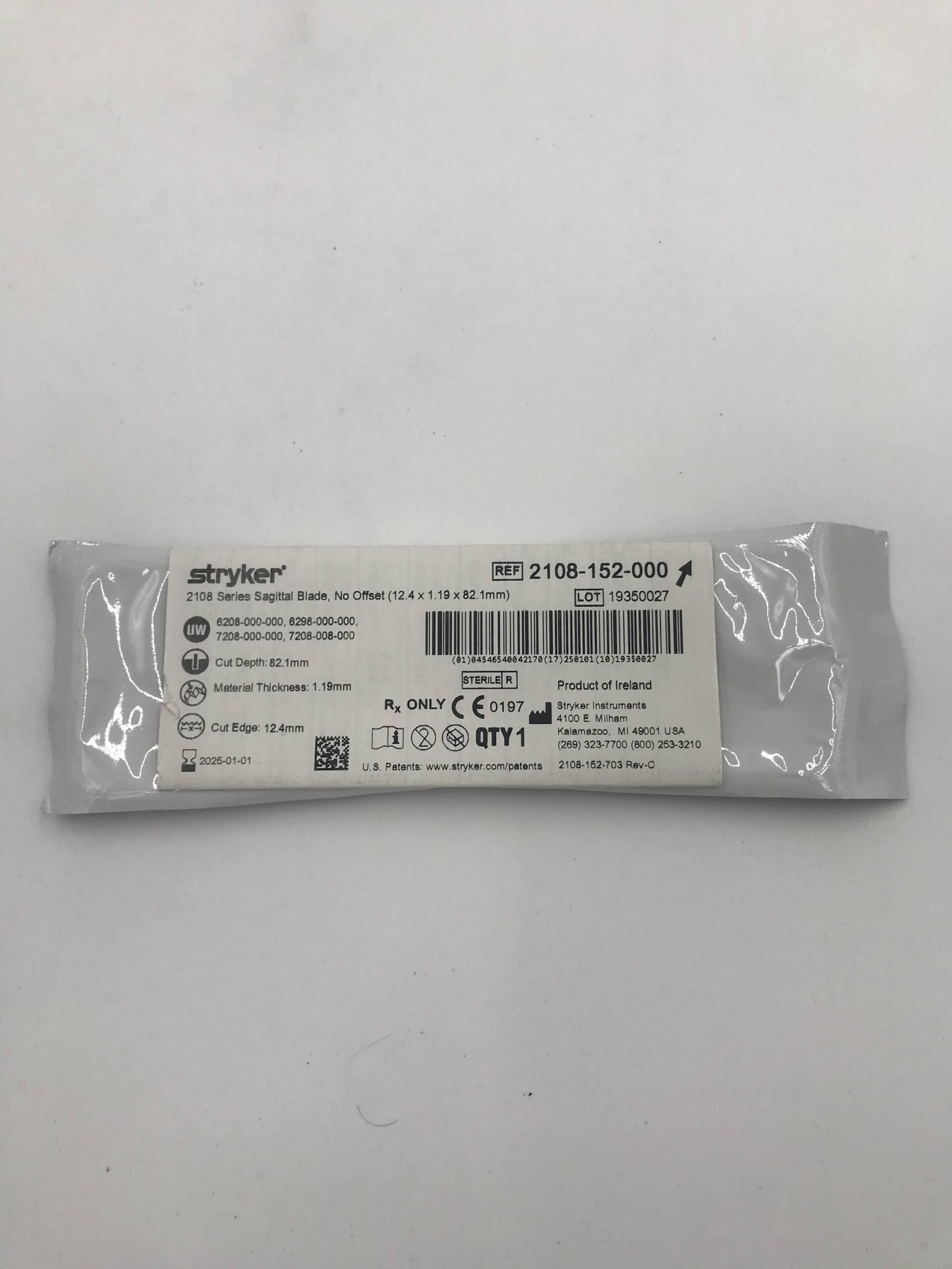 STRYKER 2108-152-000 Sagittal Blade Narrow Thick, No Offset (X)