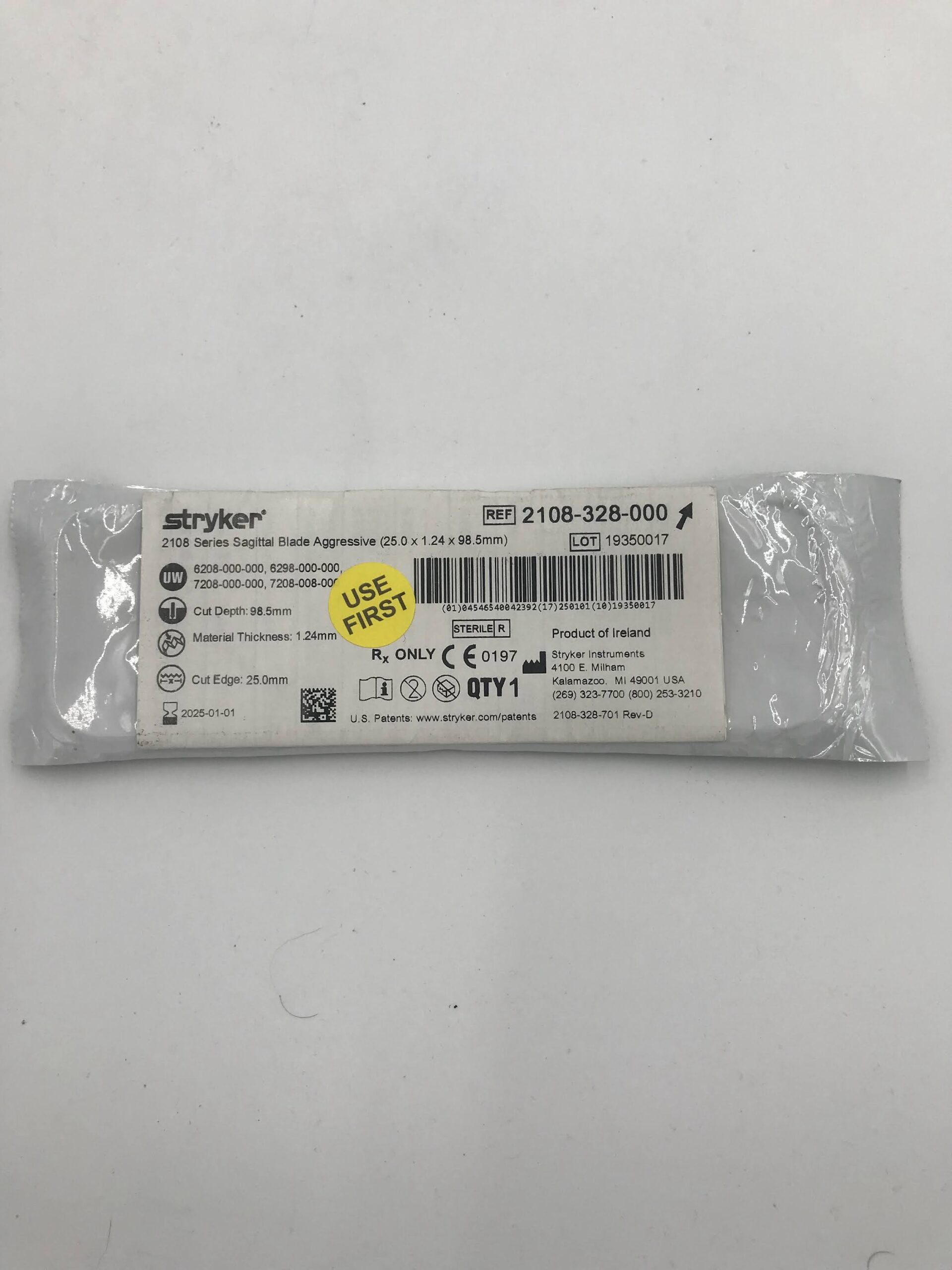 STRYKER 2108-328-000 Aggressive Tooth Blade Wide, Thick Extra Long (X)