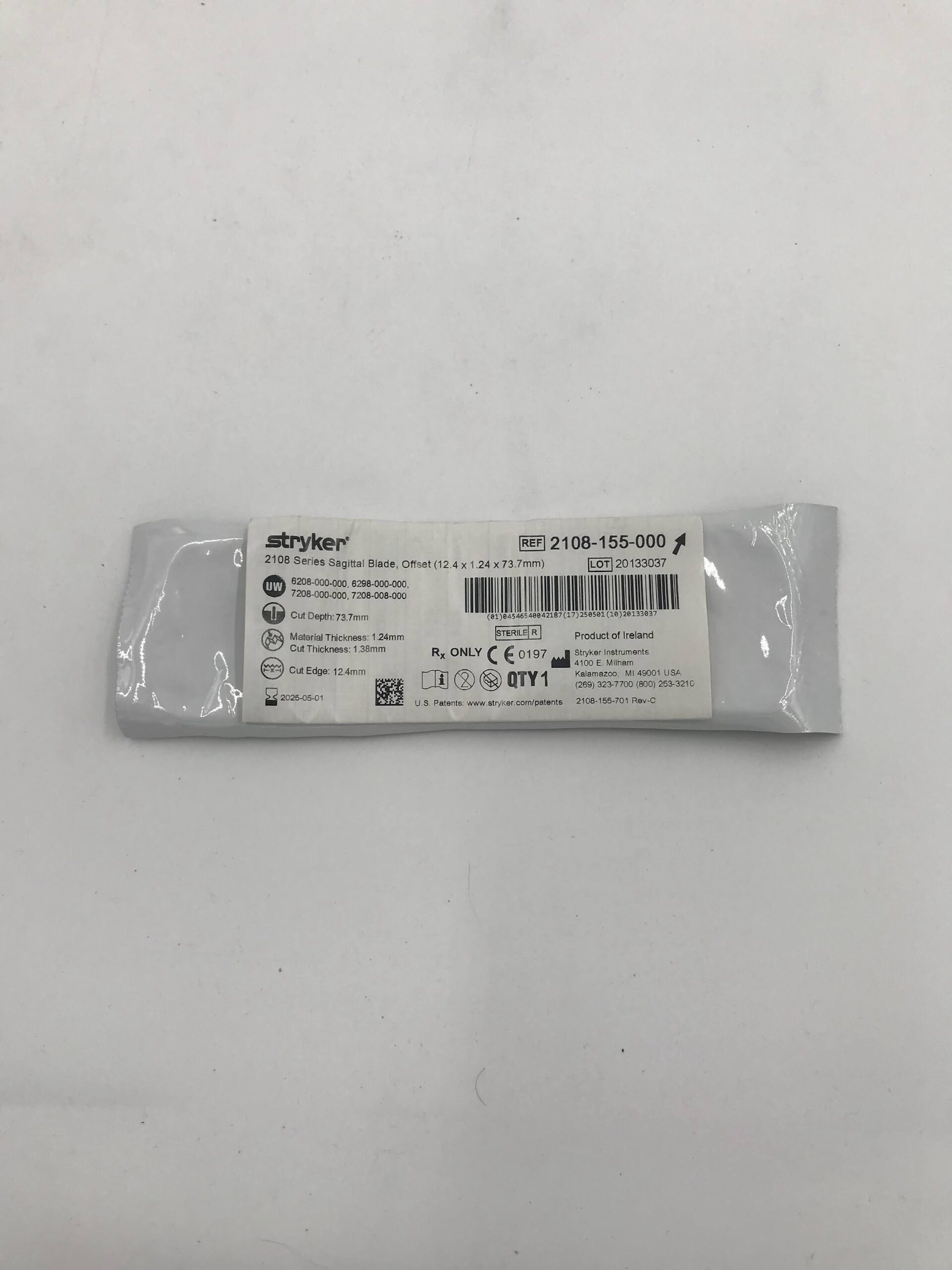 STRYKER 2108-155-000 Sagittal Blade (12.4 x 1.24 x 73.7mm) (X)