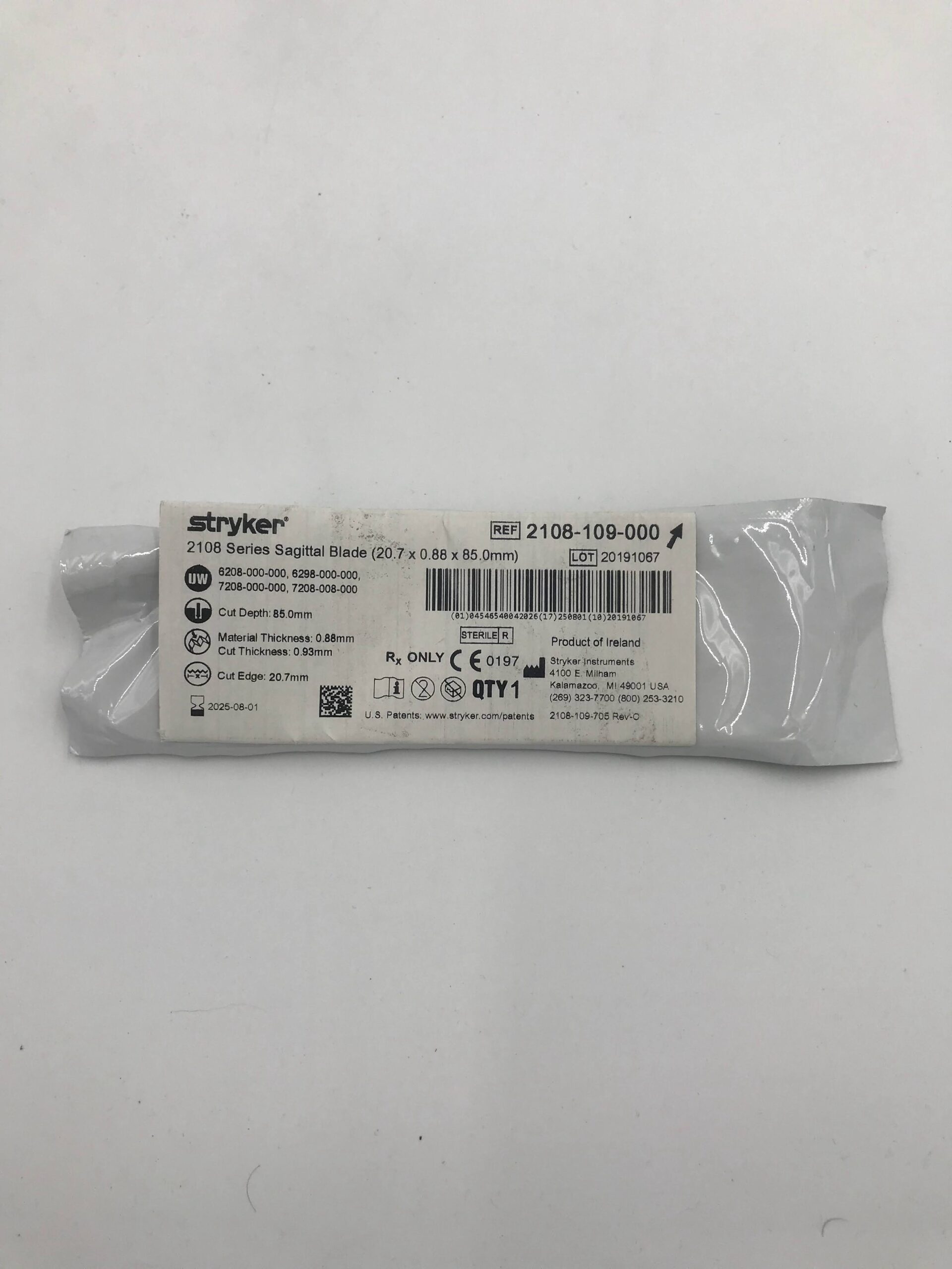 STRYKER 2108-109-000 Sagittal Blade, Medium, Long (X)
