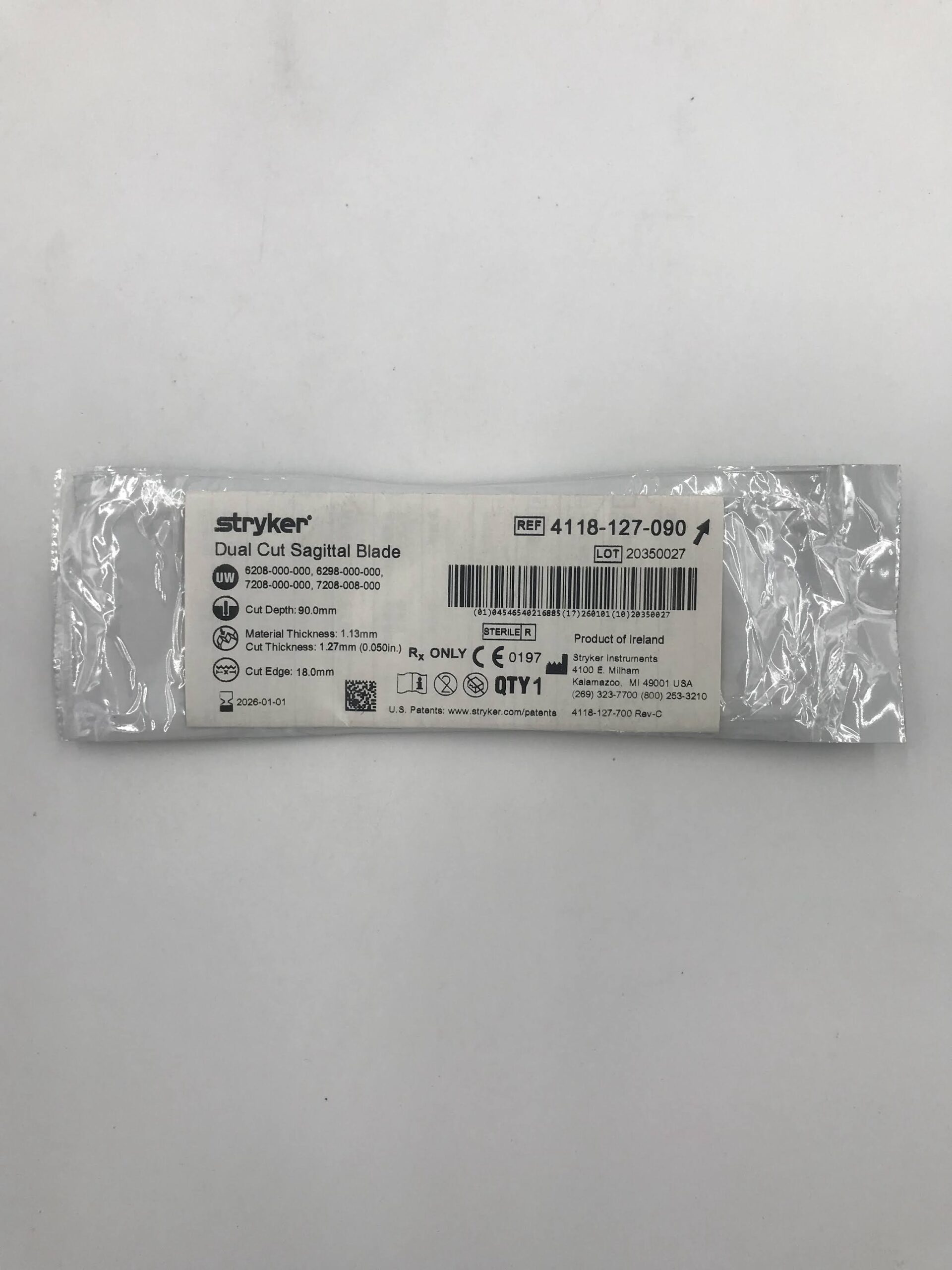 STYKER 4118-127-090 Dual Cut Sagittal Blade (X)