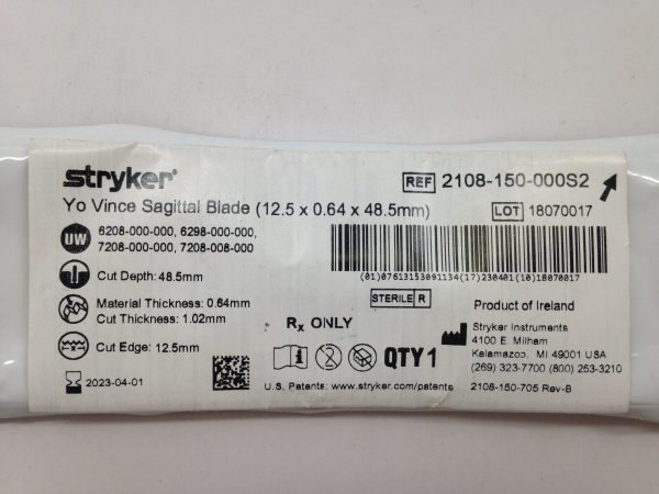 STRYKER 2108-150-000S2 Yo Vince Sagittal Blade (X)