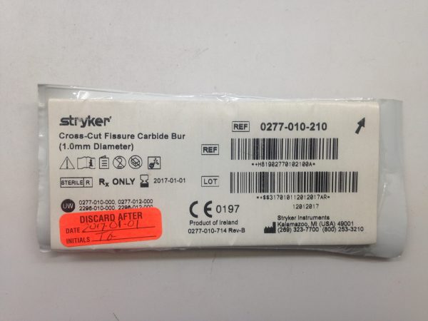 STRYKER 0277-010-210 Cross-Cut Fissure Carbide Bur, 1.0mm(X)