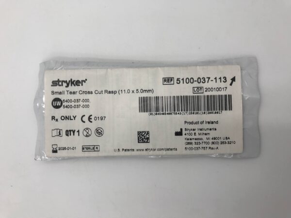 STRYKER 5100-37-113 Small Tear Cross Cut Rasp, 11.0mm x 5.0mm (X)