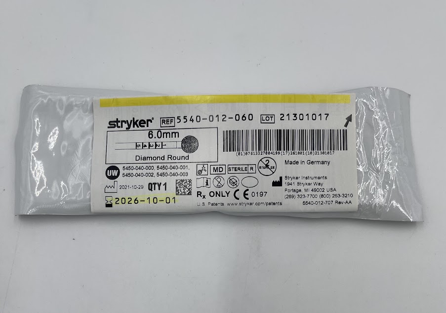 STRYKER 5540-012-060 Round Diamond Bur, 6.0mm (ID)