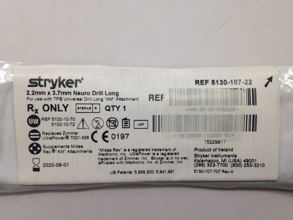 STRYKER 5130-107-22 Neuro Drill Long, 2.2mm x 3.7mm (X)
