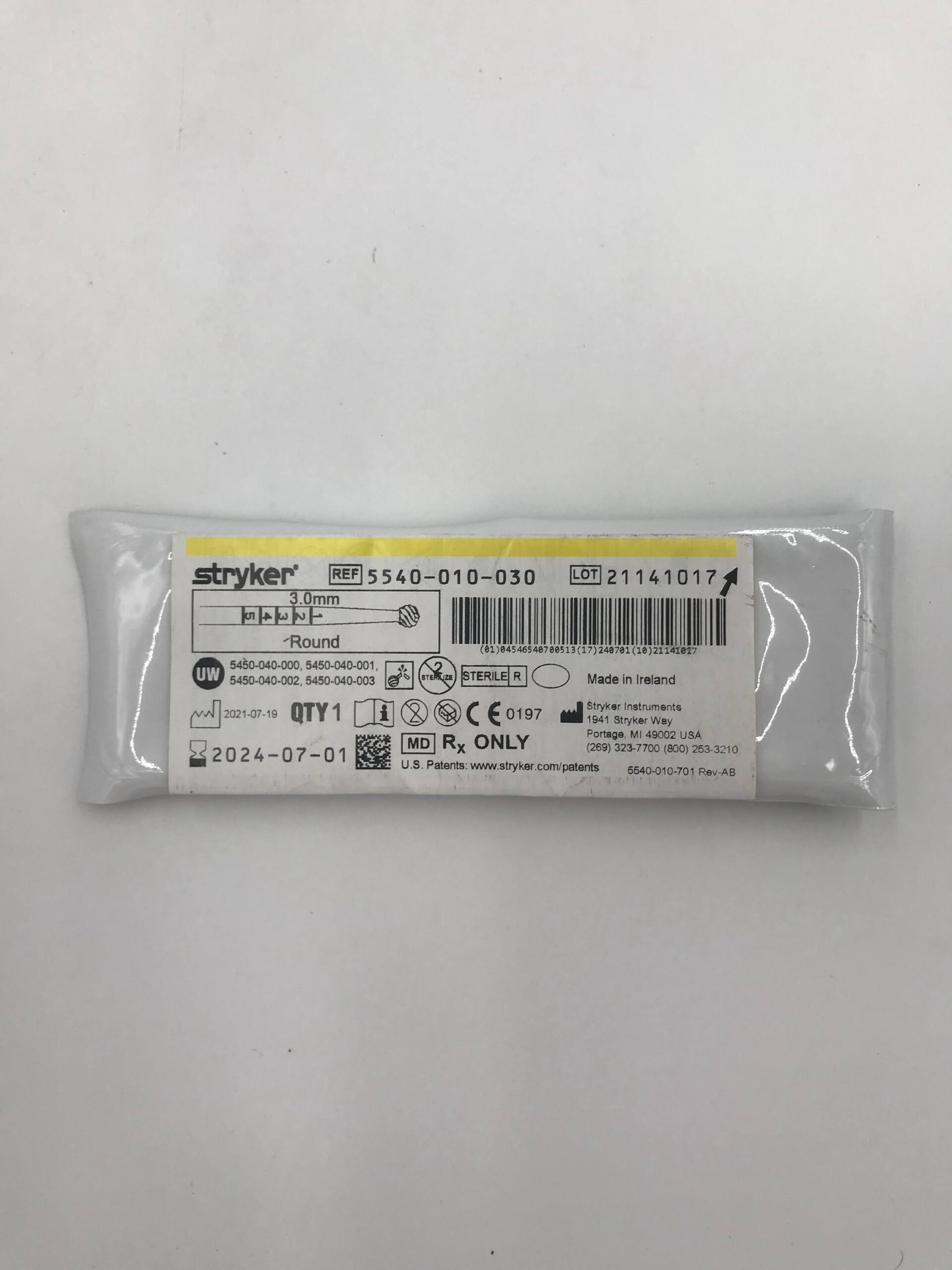 STRYKER 5540-010-030 3.0mm Round Bur (X)
