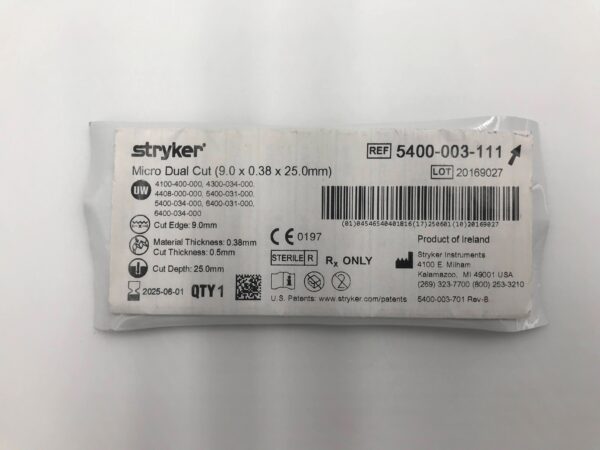 STRYKER 5400-003-111 Average Medium Blade 25.0mm x 9.0mm (X)