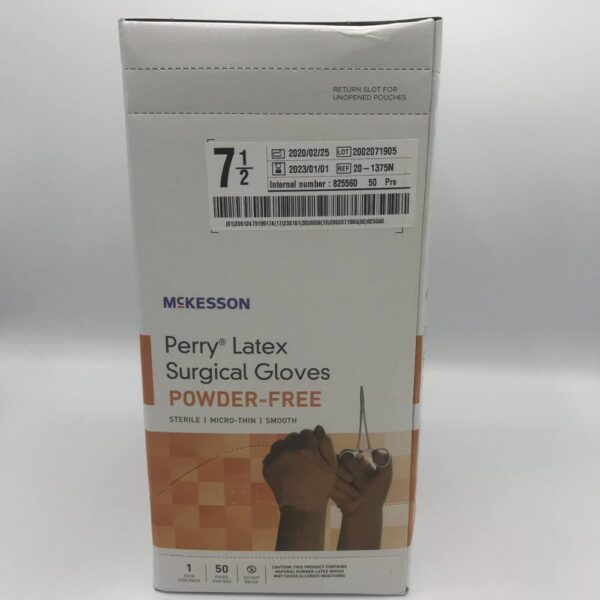 MCKESSON 20-1375N Perry Latex Surgical Gloves, Powder-Free, 7 1/2 (50/Box)