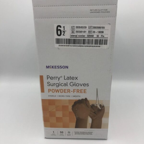 MCKESSON 20-1365N Perry Latex Surgical Gloves, Powder-Free, 6 1/2 (50Pair/Box)