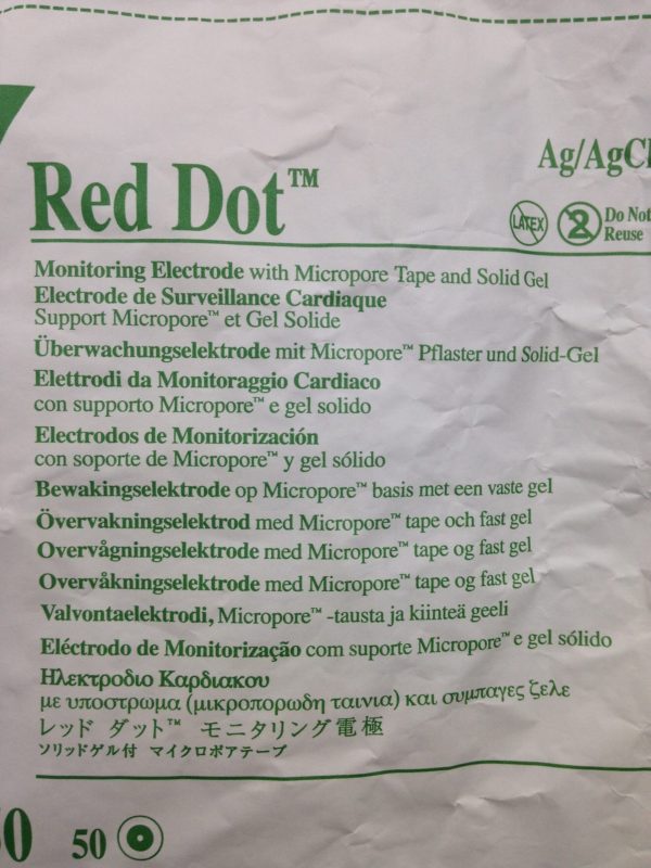 3M 2248-50 Red Dot Monitoring Electrode With Micropore Tape And Solid Gel (X)