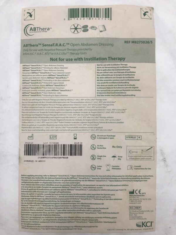 KCI M8275026 ABThera SensaT.R.A.C. Open Abdomen Dressing (X)