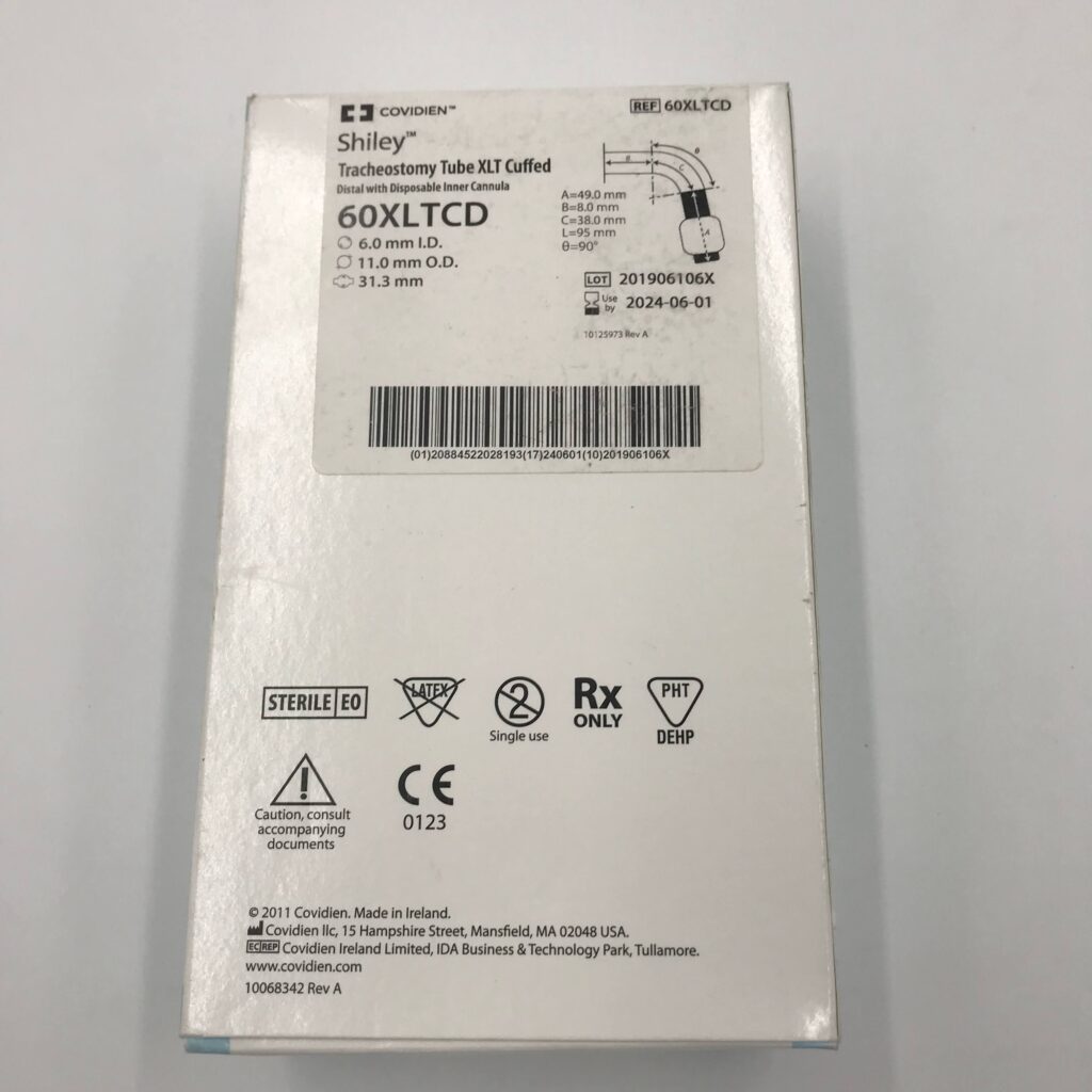 COVIDIEN 60XLTCD Shiley Tracheostomy Tube XLT Cuffed, Distal With
