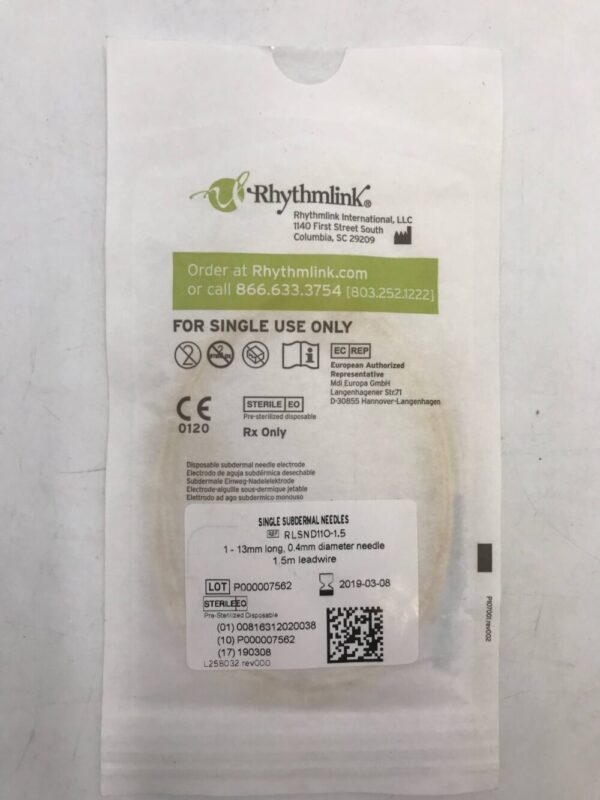 RHYTHMLINK RLSND110-1.5 Single Subdermal Needles, 13mm (YELLOW) (X)