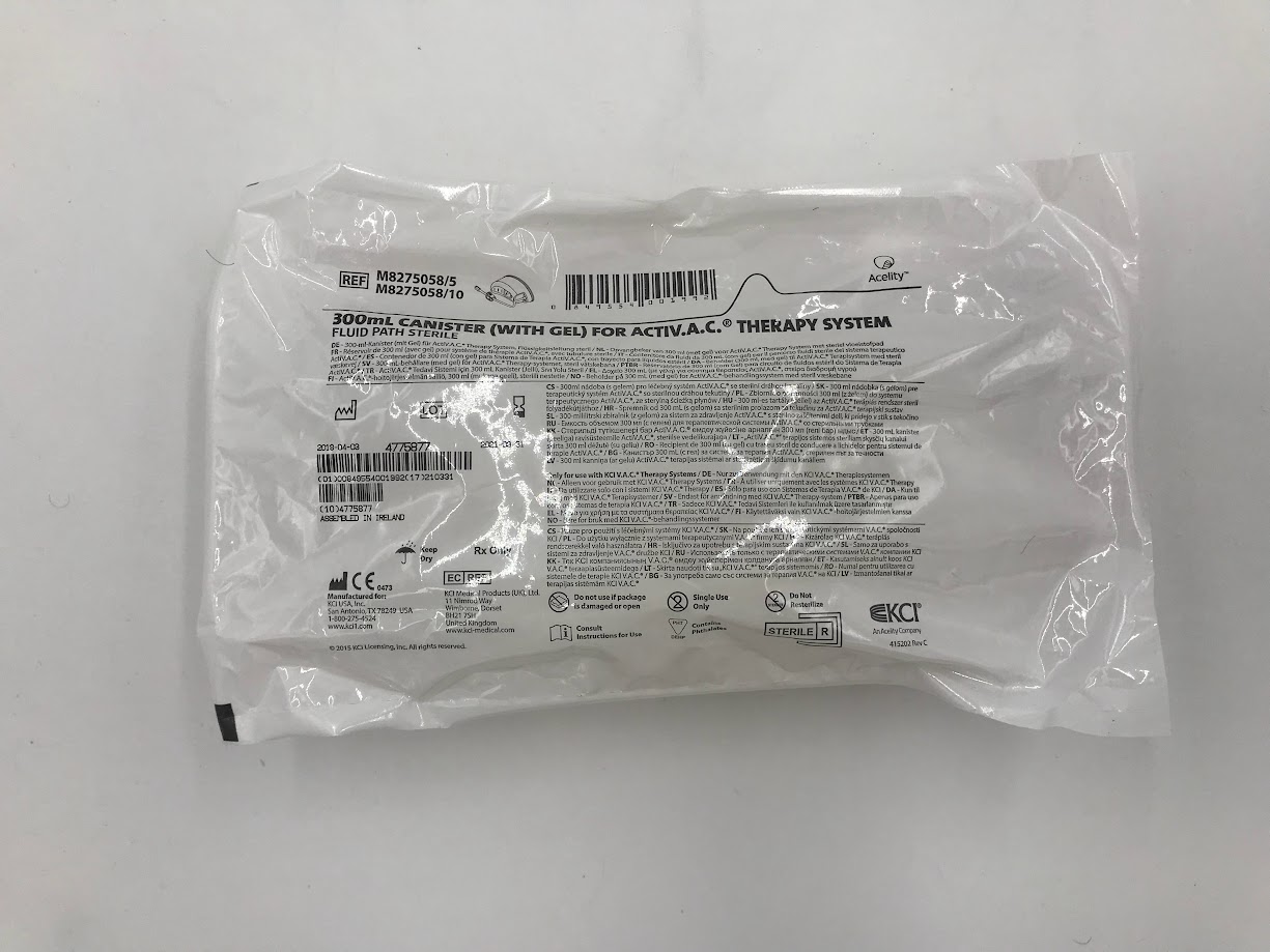 KCI M8275058 300mL Canister (With Gel) For ActiV.A.C. Therapy System, Fluid Path Sterile (X)