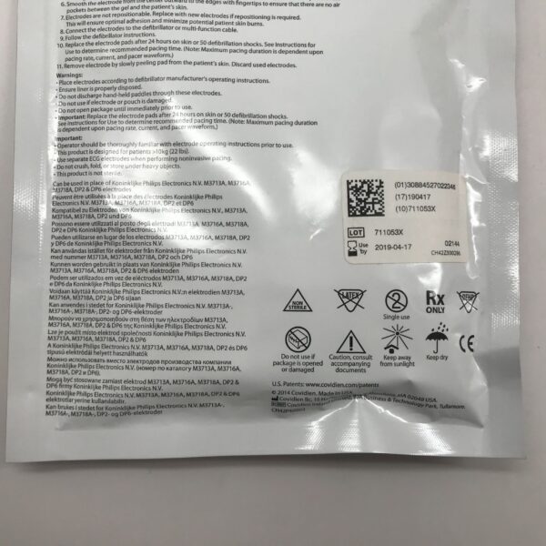 COVIDIEN 22660R Medi-Trace Cadence Adult Multi-Function Defibrillation Electrodes, Radiotransparent >22LBS (10KG) (X)