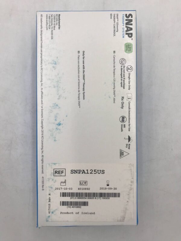 KCI SNPA125US SNAP Therapy System, 125mmHg Therapy Cartridge, 60mL (X)