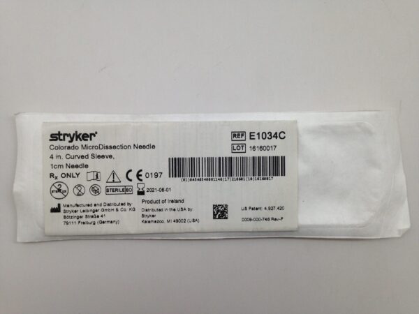 STRYKER E1034C Colorado MicroDissection Needle, 4in, Curved Sleeve, 1cm Needle (X)