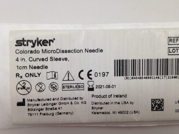 STRYKER E1034C Colorado MicroDissection Needle, 4in, Curved Sleeve, 1cm Needle (X)