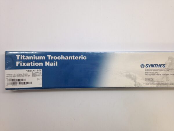 SYNTHES 456.418S 11mm/130 Deg Cann Titanium Trochanteric Fixation Nail 380mm/Right-Ster (X)