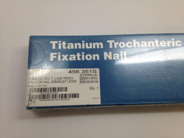 SYNTHES 456.351S 10mm/130Deg Ti Cann Titanium Trochanteric Fixation Nail, 300mm/Left Sterile (X)