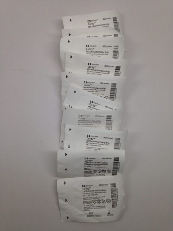 COVIDIEN 7831AMD Curity AMD Antimicrobial Packing Strips, 1/4" x 3" (10/Lot) (X)