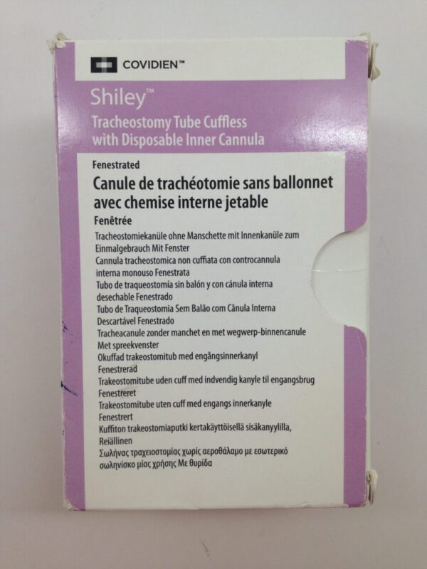 COVIDIEN 6DCFN Shiley Tracheostomy Tube Cuffless With Disposable Inner Cannula, Fenestrated, 6.4mm I.D., 10.8mm O.D., 74mm (X)