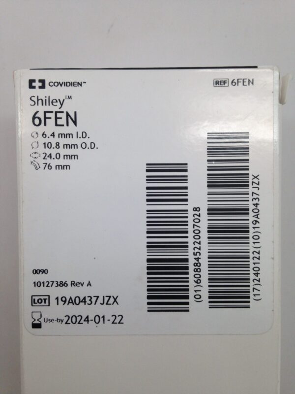 COVIDIEN 6FEN Shiley Tracheostomy Tube Cuffed With Inner Cannula, Fenestrated, 6.4mm I.D., 10.8mm O.D., 24.0mm, 76mm
