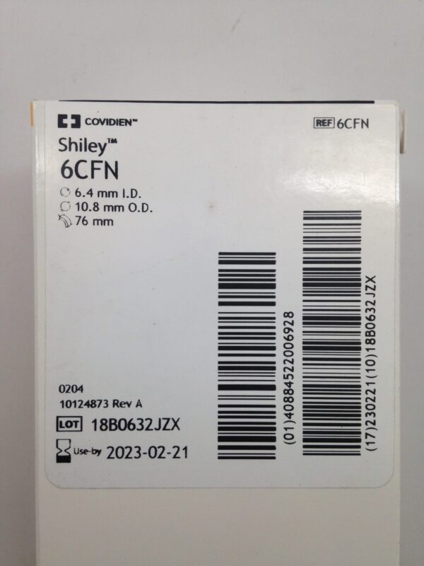 COVIDIEN 6CFN Tracheostomy Tube Cuffless With Inner Cannula, Fenestrated, 6.4mm I.D., 10.8mm O.D., 76mm