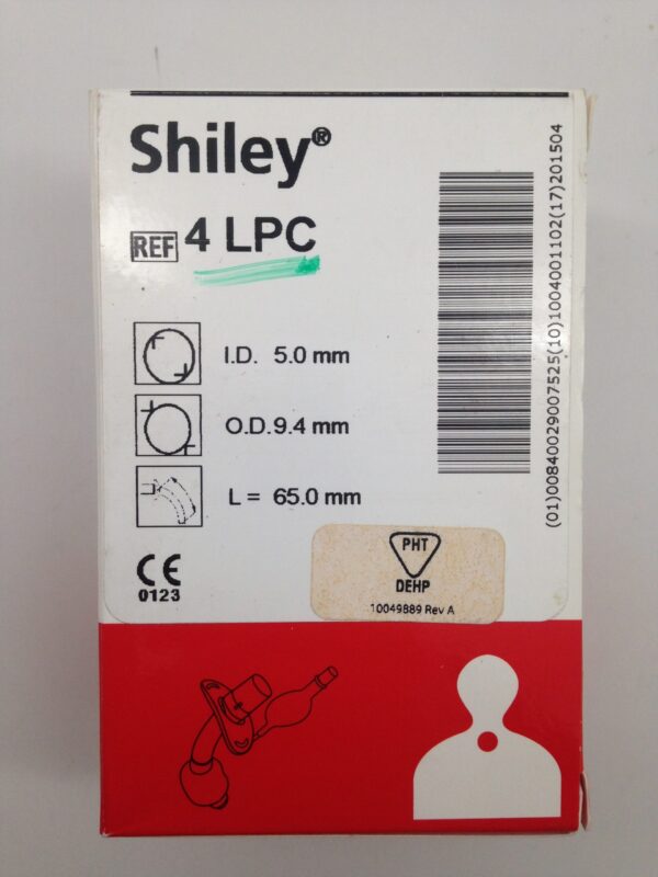 COVIDIEN 4LPC TYCO Shiley Low Pressure Cuffed Tracheostomy Tube, 5.0mm I.D., 9.4mm O.D., 65mm (X)