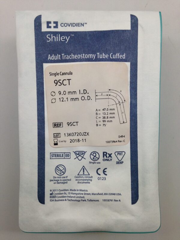 COVIDIEN 9SCT Shiley Adult Tracheostomy Tube Cuffed, 9.0mm I.D., 12.1mm O.D. (X)