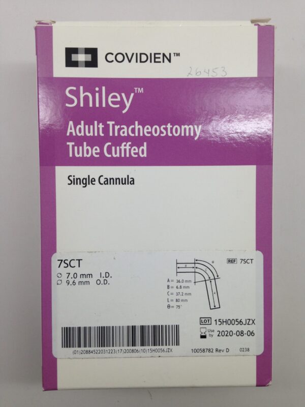 COVIDIEN 7SCT Shiley Tracheostomy Tube, Cuffed, Single Cannula, 7.0mm I.D., 9.6mm O.D. (X)