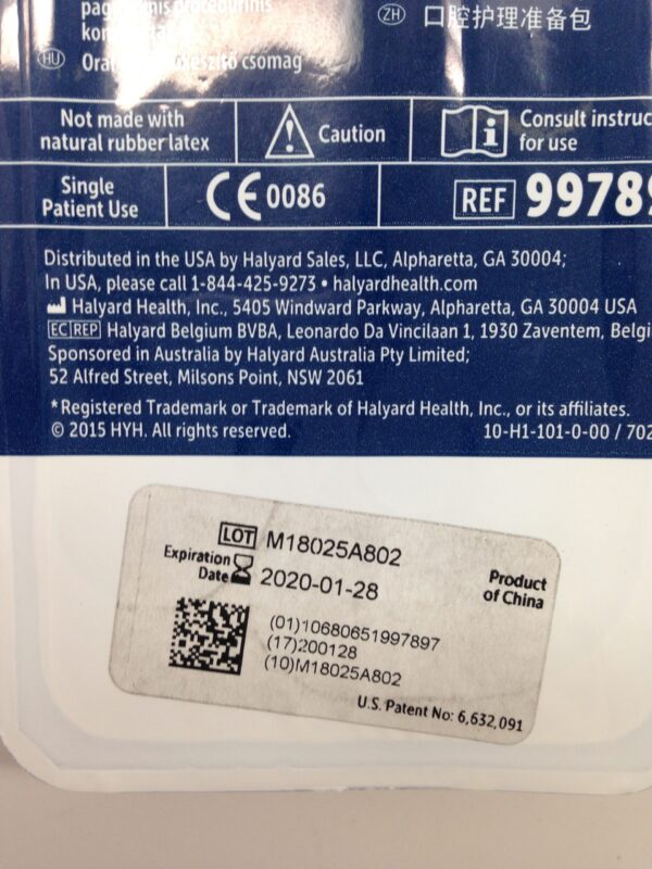 HALYARD 99789 Oral Care Prep Pack With Ballard Technology (X)