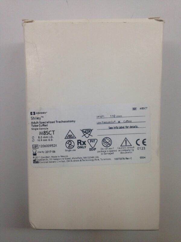 COVIDIEN M8SCT Shiley Adult Specialized Tracheostomy Tube 8.0mm I.D., 10.9mm O.D. (X)