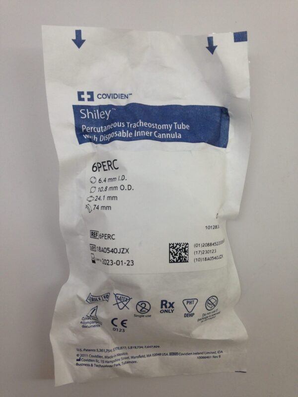 COVIDIEN 6PERC Shiley Percutaneous Tracheostomy Tube With Disposable Inner Cannula, 6.4mm I.D., 10.8mm O.D., 24.1mm, 74mm