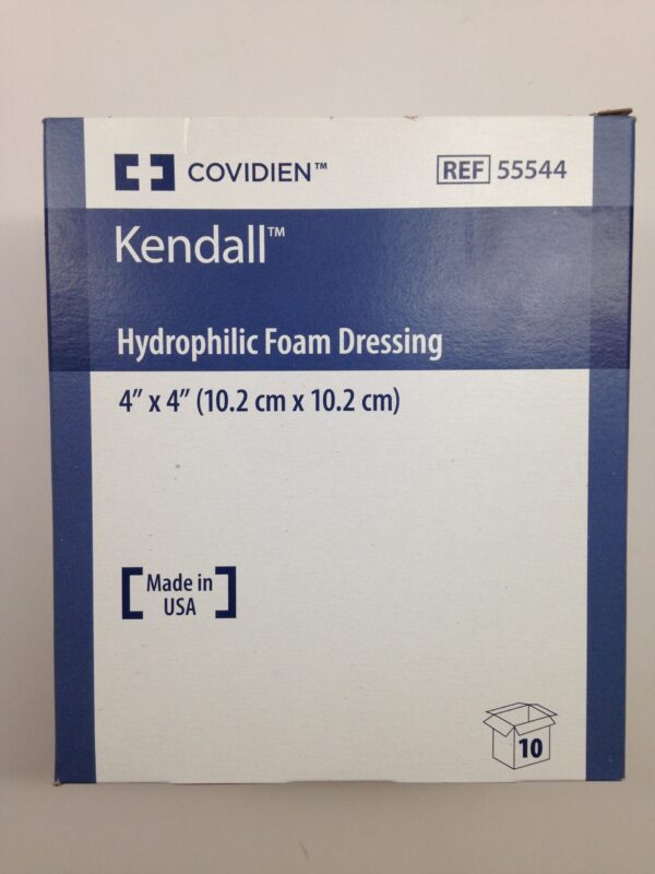 COVIDIEN 55544 Kendall Hydrophilic Foam Dressing, 4" x 4" (10/Box)