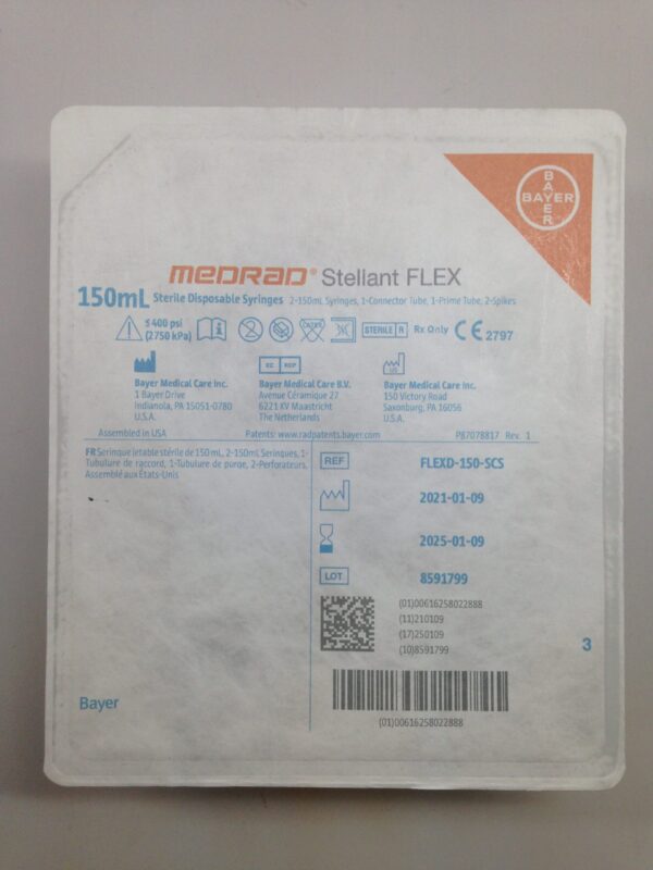 BAYER MEDICAL FLEXD-150-SCS Medrad Stellant FLEX Sterile Disposable Syringes, with Small Contrast Spikes 150ml