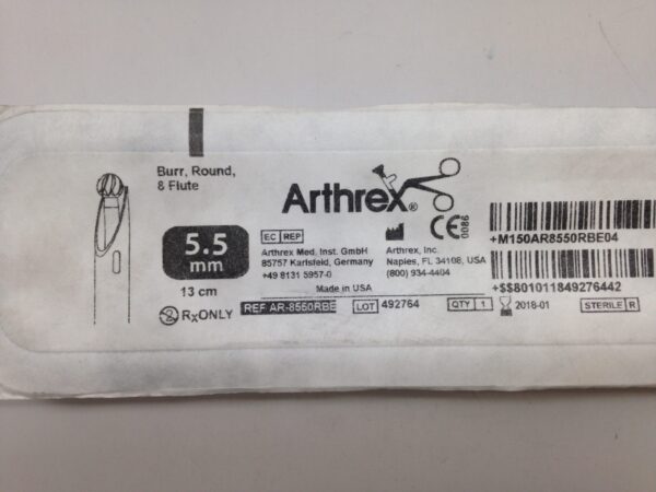 ARTHREX AR-8550RBE Burr, Round, 8 Flute, 5.5mm, 13cm (X)